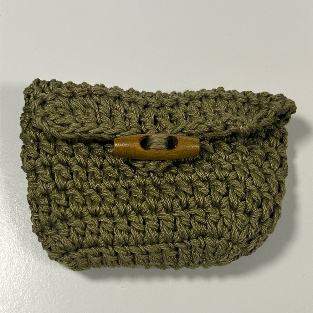 Handmade Olive Green Crochet Pouch